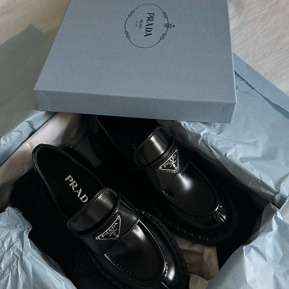 Prada Black Slip-On Loafers for Effortless Style - Picture 1 of 8